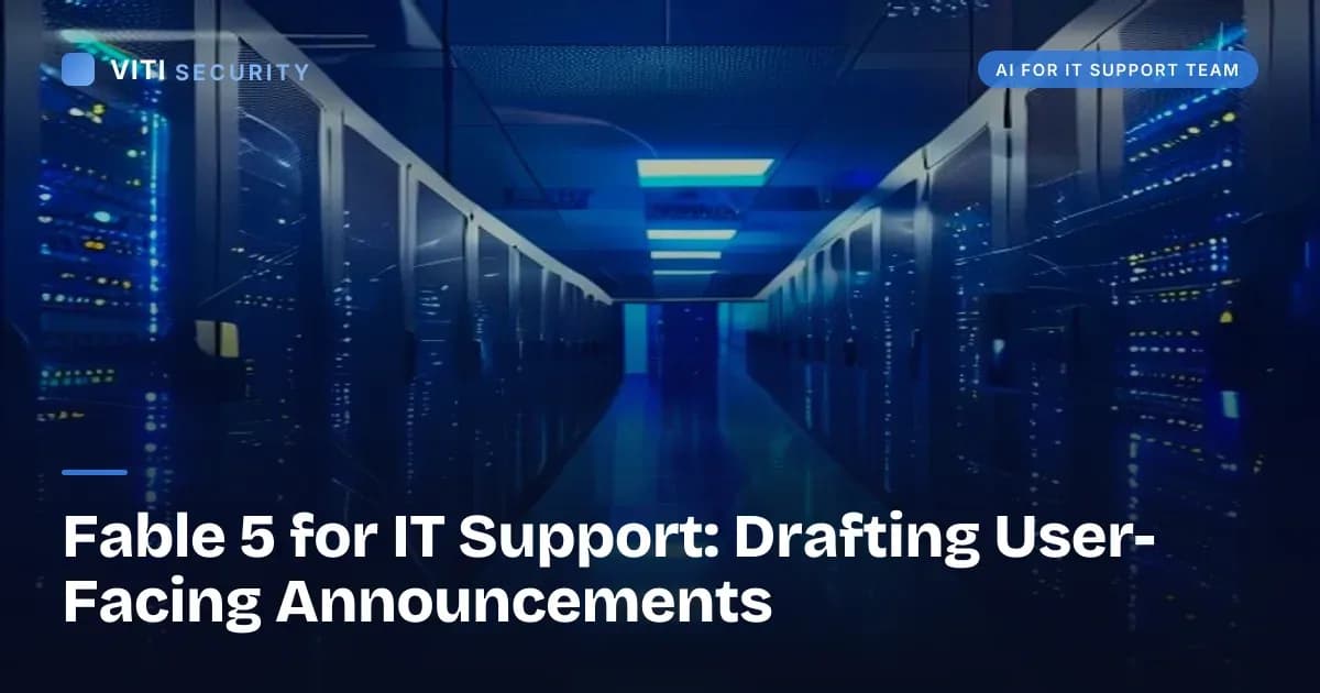 Fable 5 for IT Support: Drafting User-Facing Announcements - VITI Security